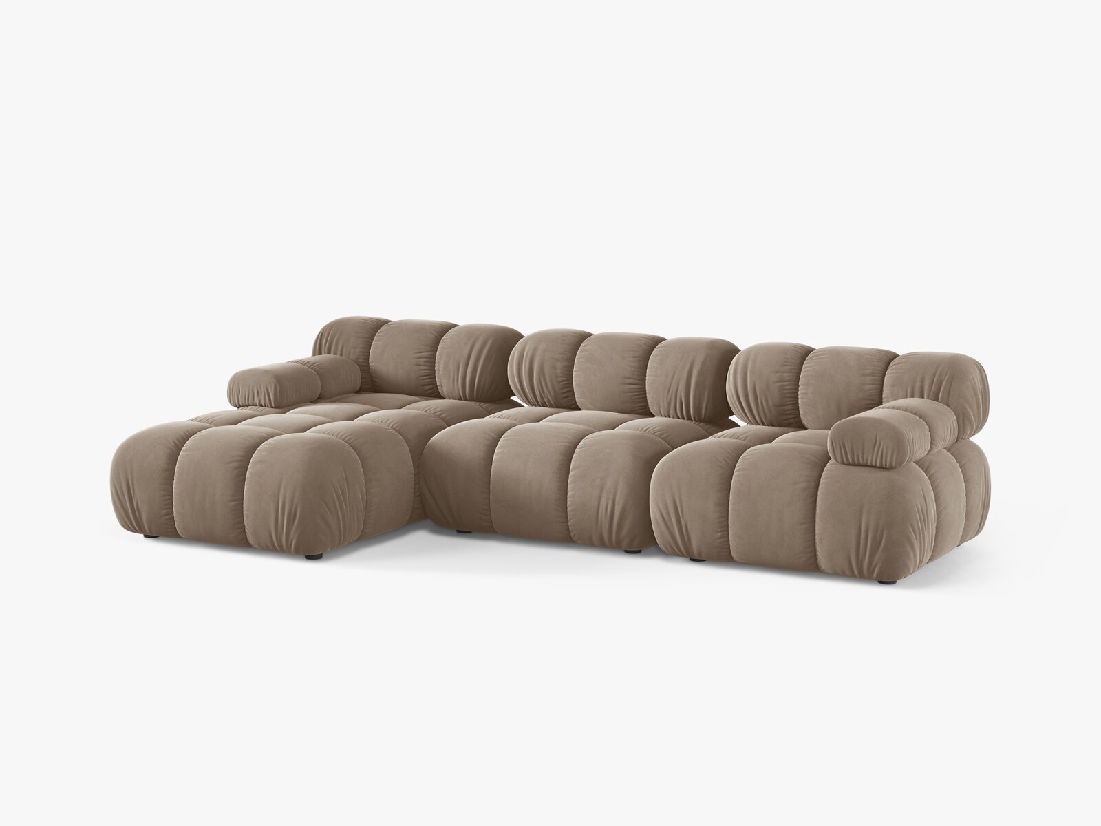 Micadoni Modulares Ecksofa Bellis 4-Sitzer Links Samt Bluvel Cappuccino