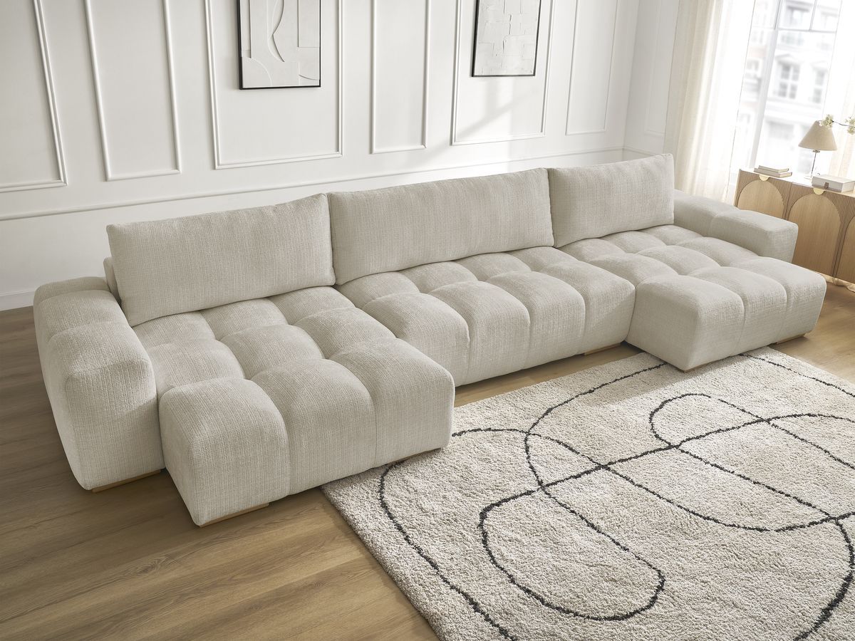 Bobochic Anakin Wohnlandschaft, 3 Kissen Strukturstoff Beige