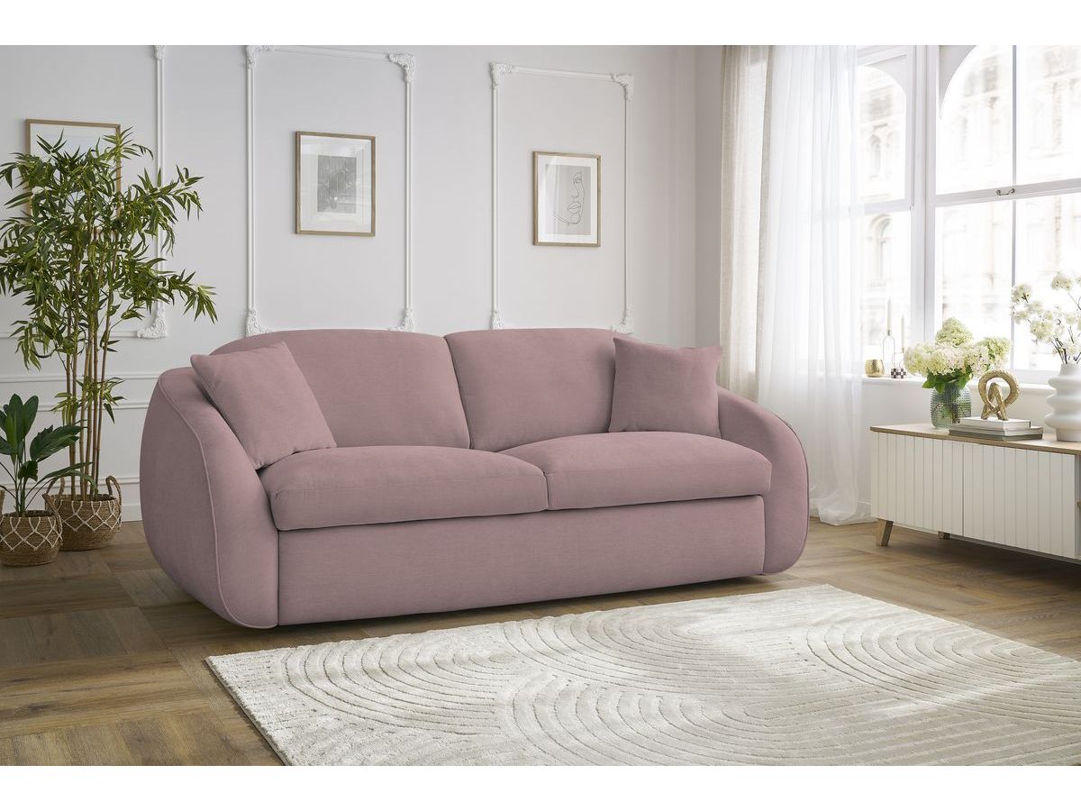 Bobochic Cezanne Schlafsofa 3-Sitzer Stoff Rosa, Liegefläche 160 × 194 cm