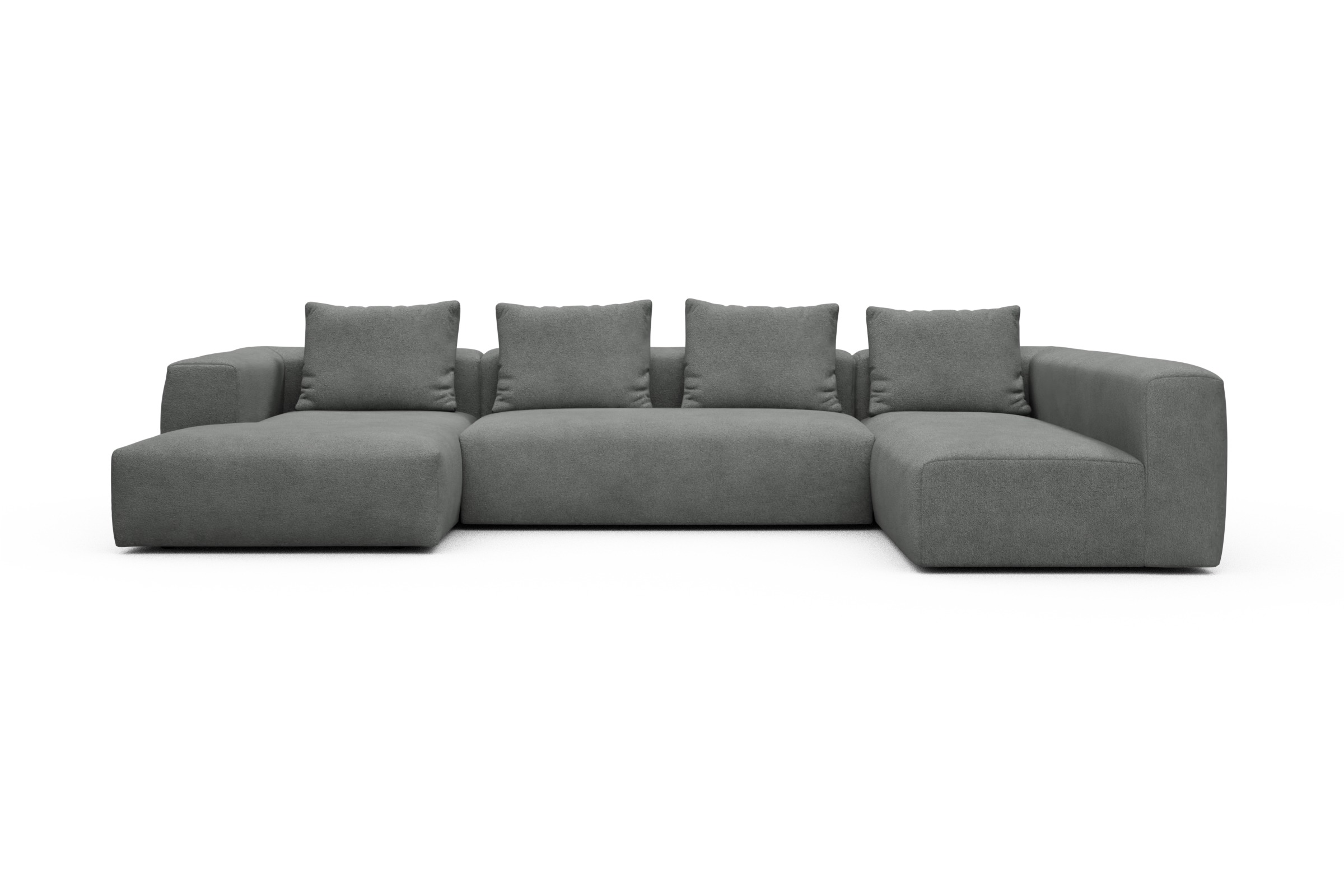 Skandi Home Wohnlandschaft Fred Chaiselongue links mit 2-Sitzer und lange Armlehne rechts Boucle-Ash-Grey moebelfaktor
