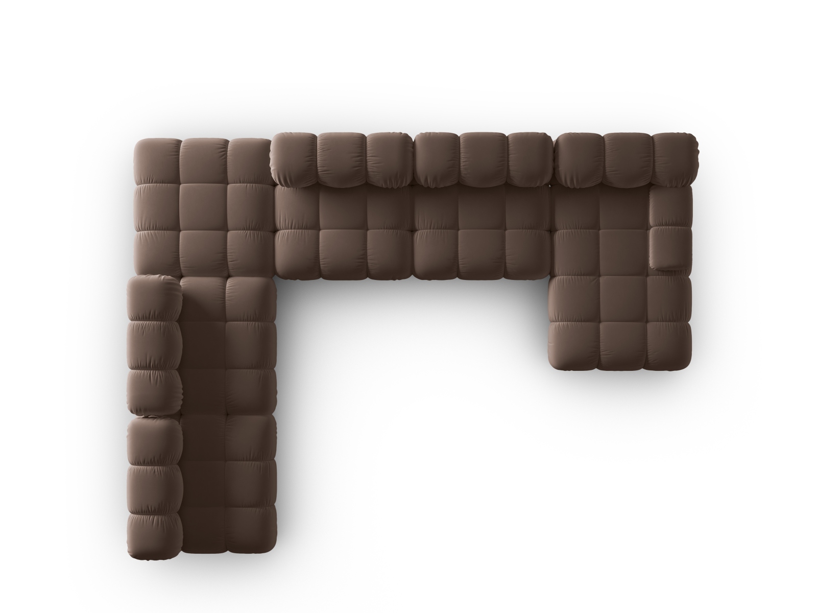 Micadoni Modulares Panorama Ecksofa Bellis 7-Sitzer Links Samt Bluvel Dunkelbraun