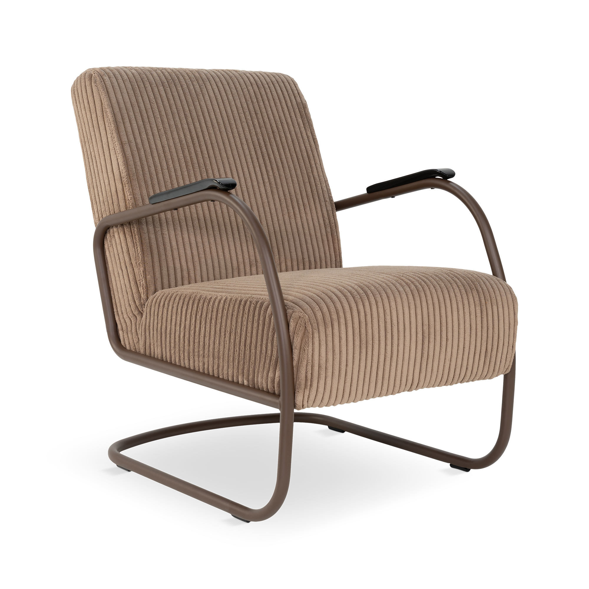 Spinder Design Retro Sessel Chocolate Brown / Espresso breiter Cord – Schrägansicht von vorn, freigestellt
