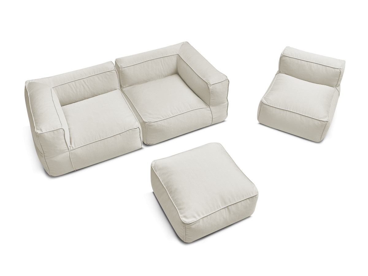 Bobochic Giulia Gartensofa 4-Sitzer mit Pouf, 2 Eckmodule Stoff Beige