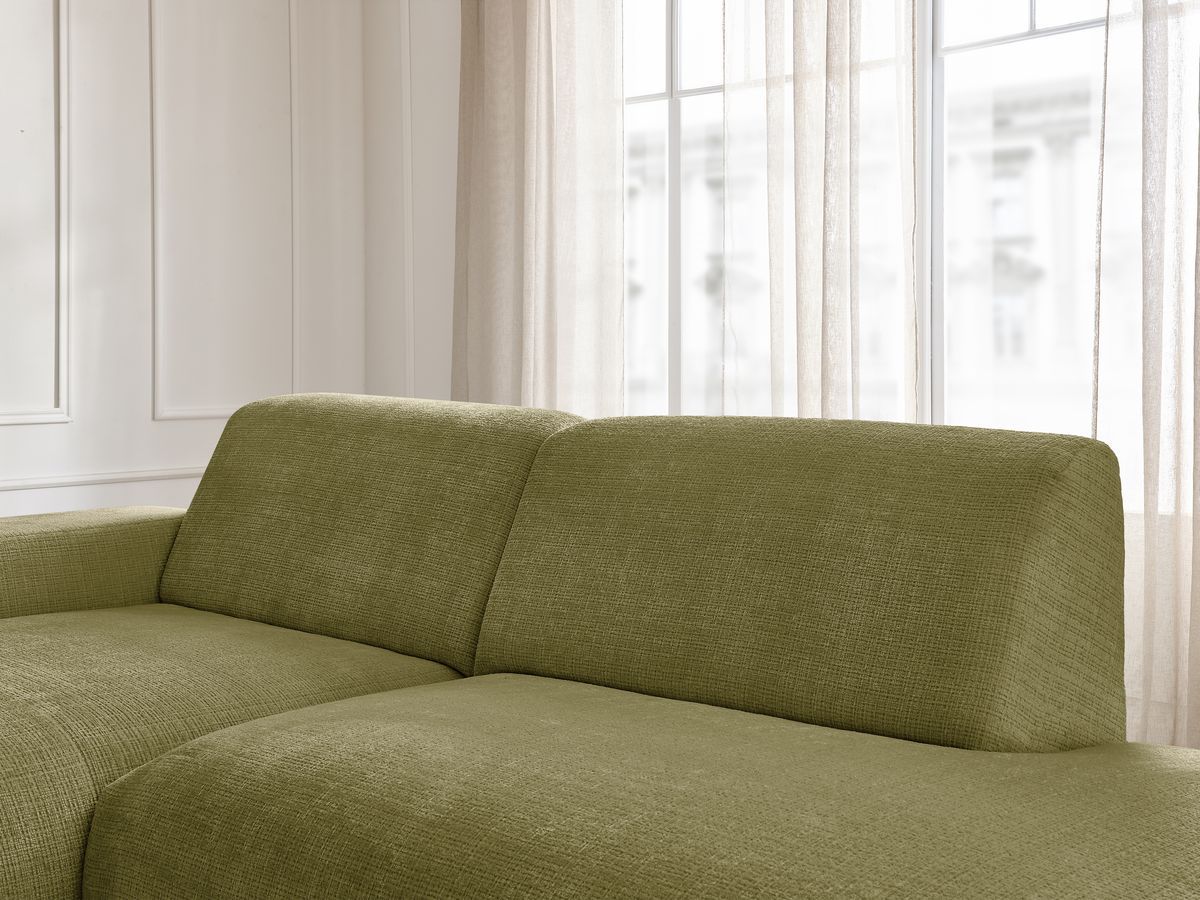 Bobochic Sirius Ecksofa 300 × 170 cm Strukturstoff Grün Ecke links