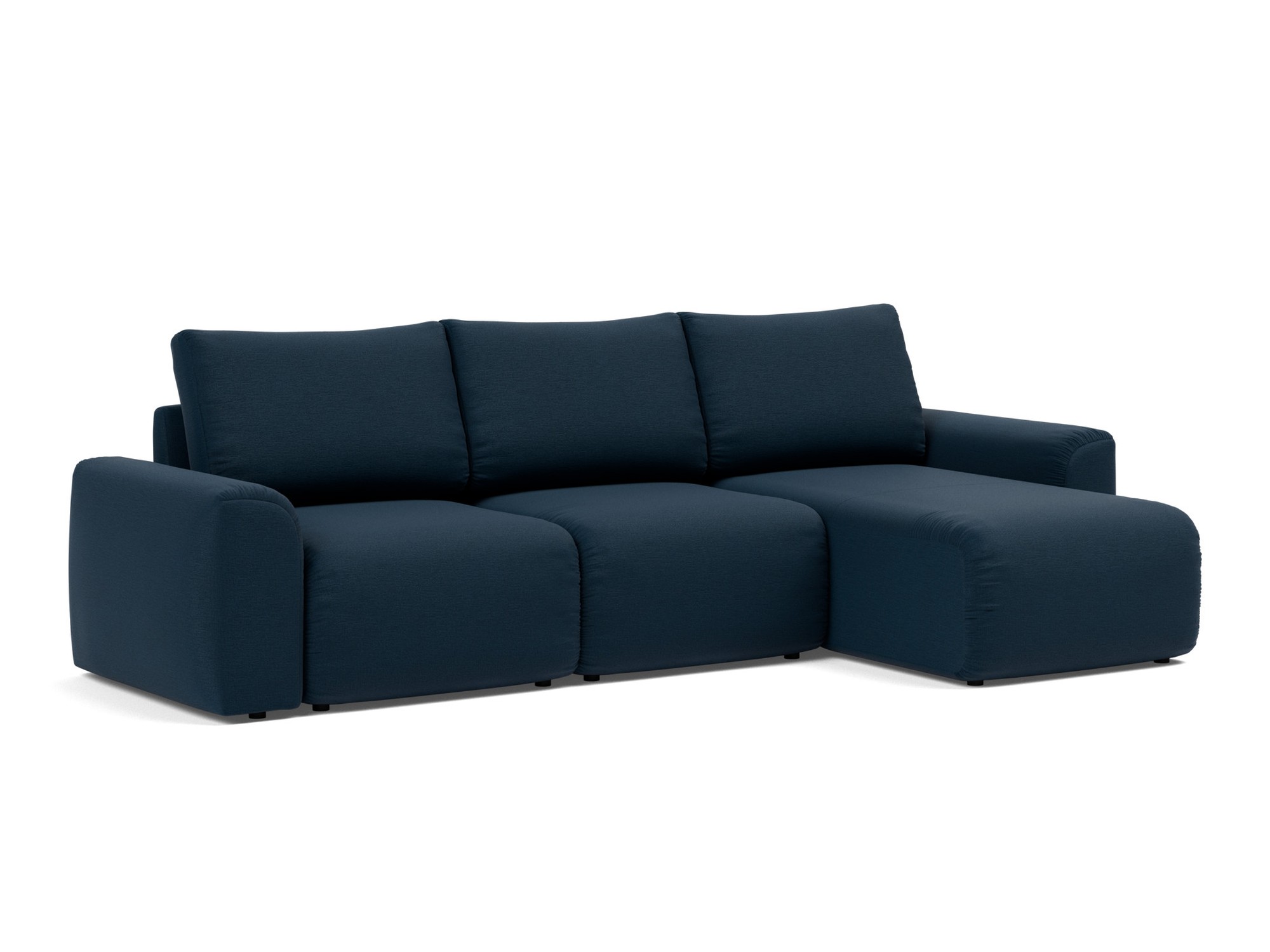 Schlafsofa Norum mit Chaiselongue und Chunky-Armlehnen Flachgewebe Mixed Dance 528-Blue