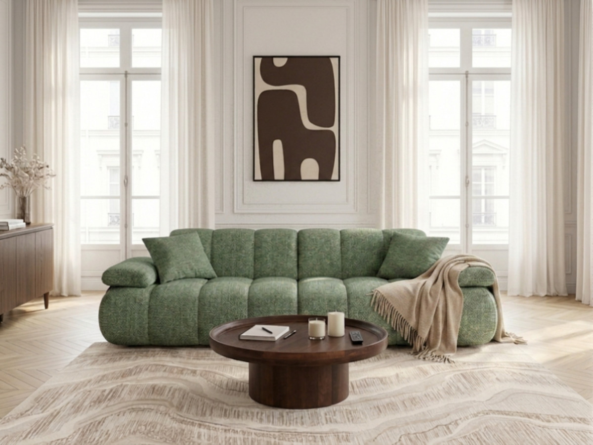 Bobochic Rivoli Sofa 4-Sitzer Melange-Stoff Grün