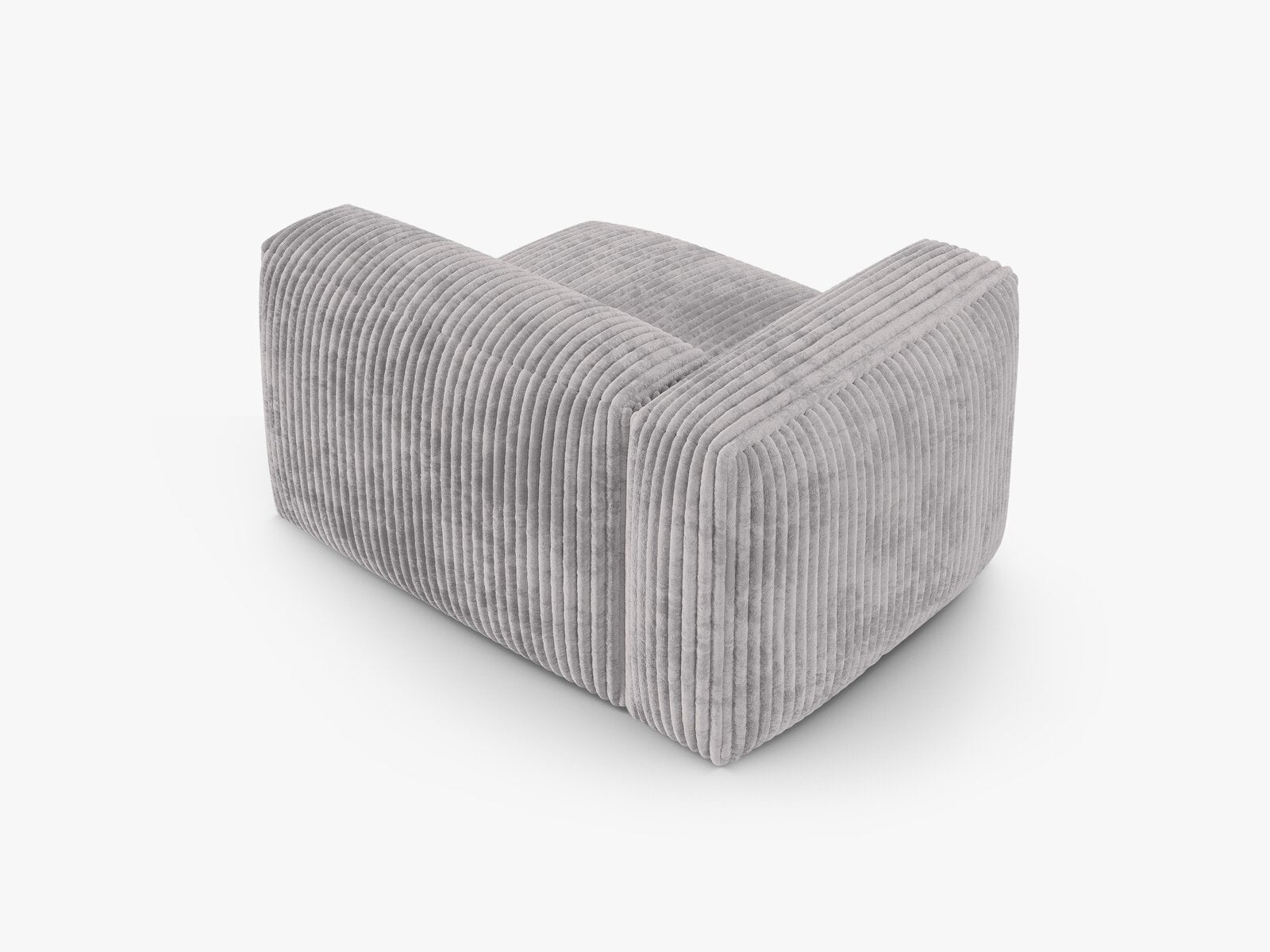 Micadoni Eckmodul mit Armlehne Martina 1-Sitzer 90cm Sitztiefe Links Kord Tilia Hellgrau