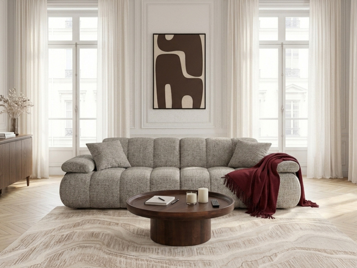 Bobochic Rivoli Sofa 4-Sitzer Melange-Stoff Taupe