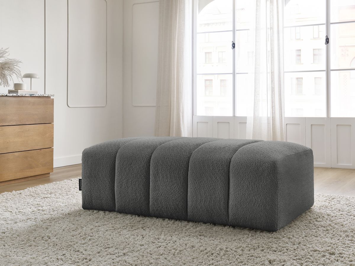 Bobochic Annecy Pouf Bouclé-Stoff Dunkelgrau