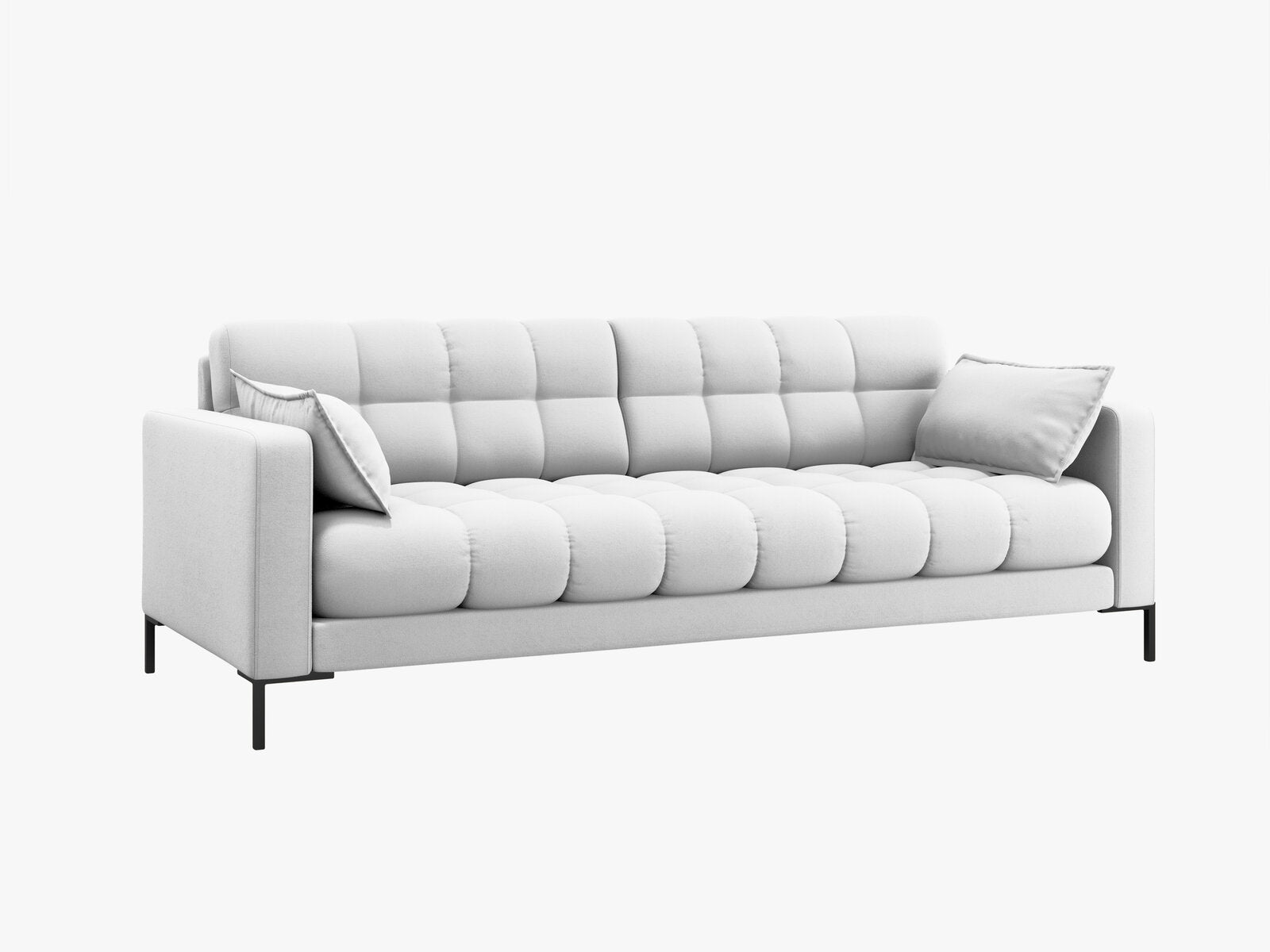 Micadoni Sofa Mamaia 4-Sitzer Strukturierter Stoff Neve Hellgrau schwarze Beine