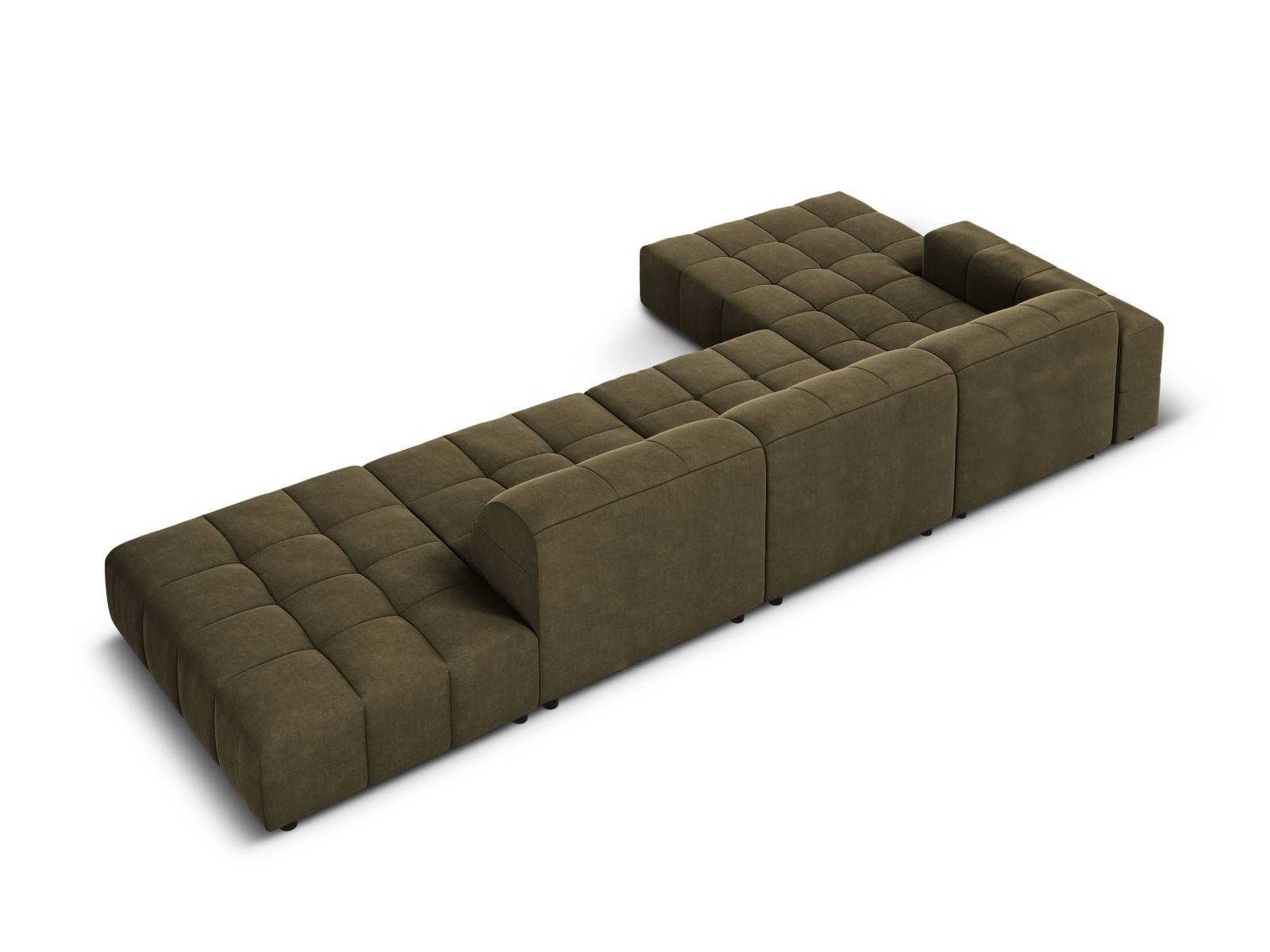 Cosmopolitan Design Ecksofa Chicago 5-Sitzer offen Samt Bluvel Grün Links