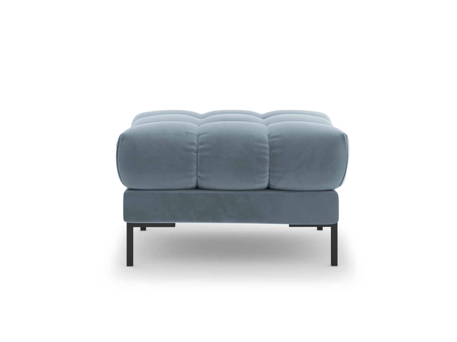 Cosmopolitan Design Pouf Bali Samt Bluvel Hellblau Beine Schwarzes Metall