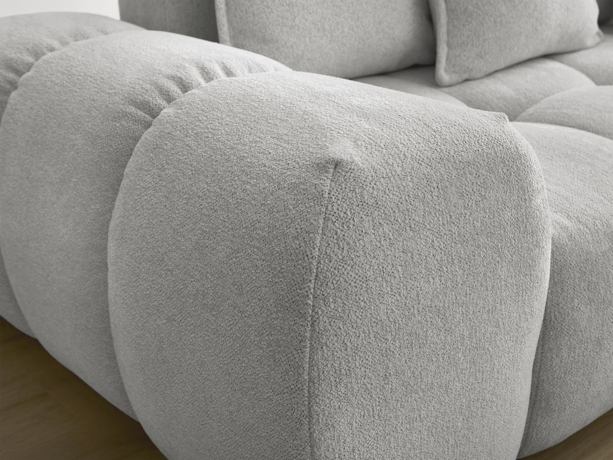Bobochic Everest Sofa 3-Sitzer, 5 Kissen Melange-Stoff Hellgrau