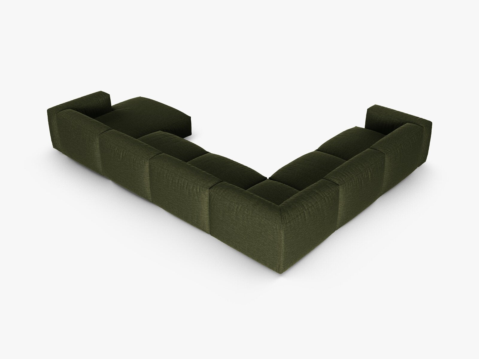 Micadoni modulares Ecksofa XL Martina 6-Sitzer 90cm Sitztiefe Links Strukturierter Stoff Boston Grün