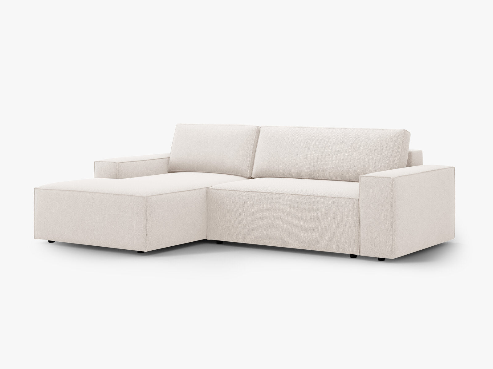 Micadoni Schlaf-Ecksofa Jodie 3-Sitzer Links Strukturierter Stoff Helles Beige