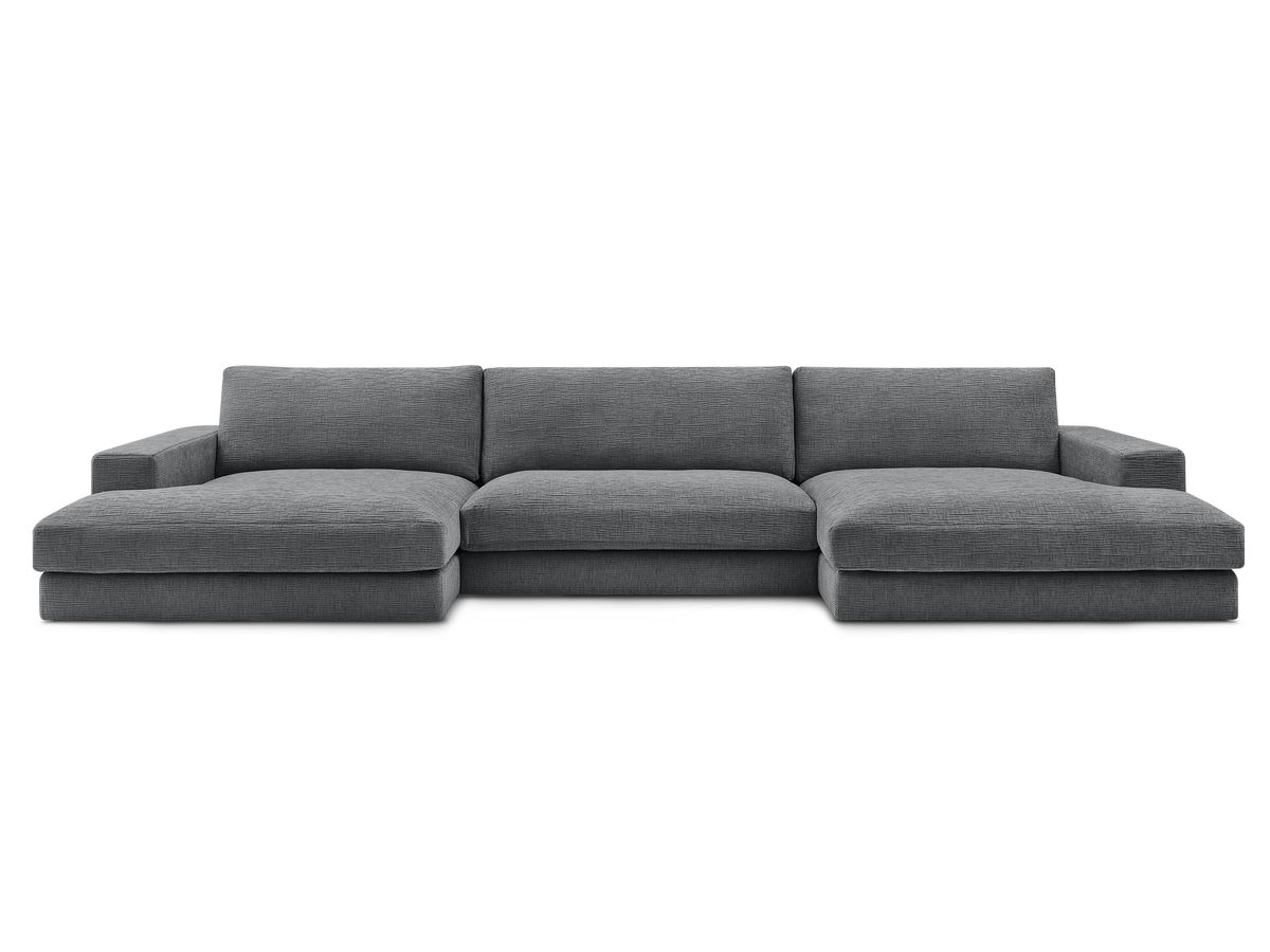 Bobochic Leonard Wohnlandschaft 404 × 159 cm Strukturstoff Dunkelgrau