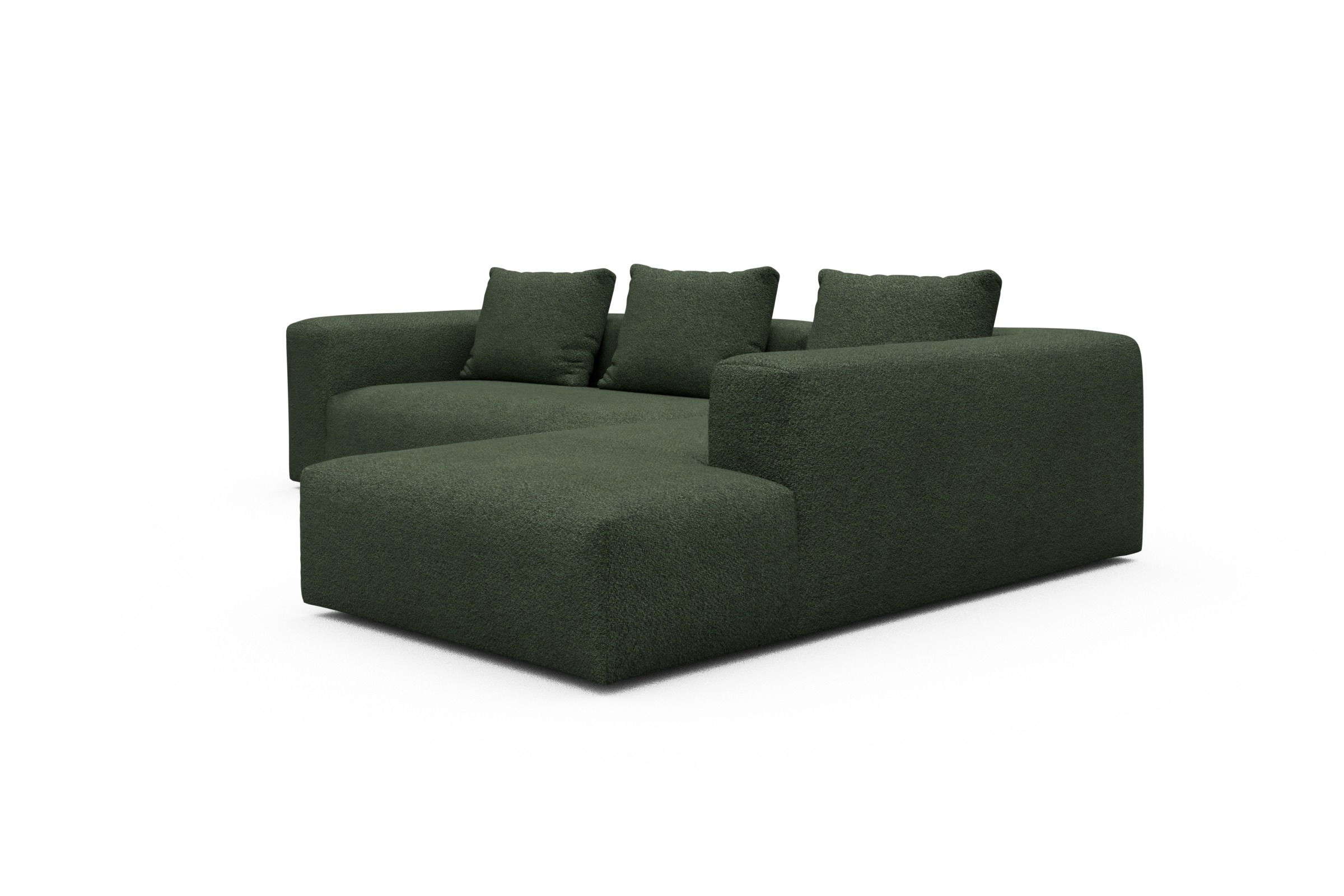 Ecksofa Fred Relax-Ecke rechts mit 2,5-Sitzer Vanora-Deep-Green