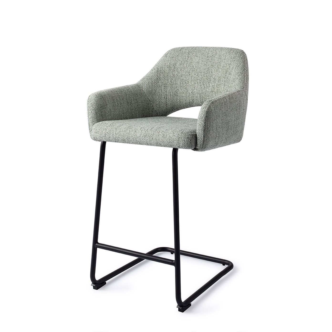 Jesper Home Barhocker Yanai Soft-Sage Arch Schwarz Barhöhe (75cm)