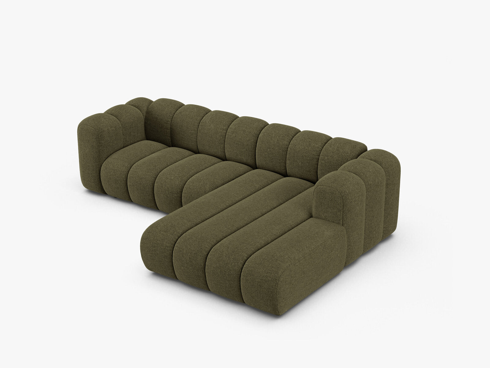 Micadoni Modulares Ecksofa Lupine 4-Sitzer mittelgroß Rechts Chenille Eden Grün