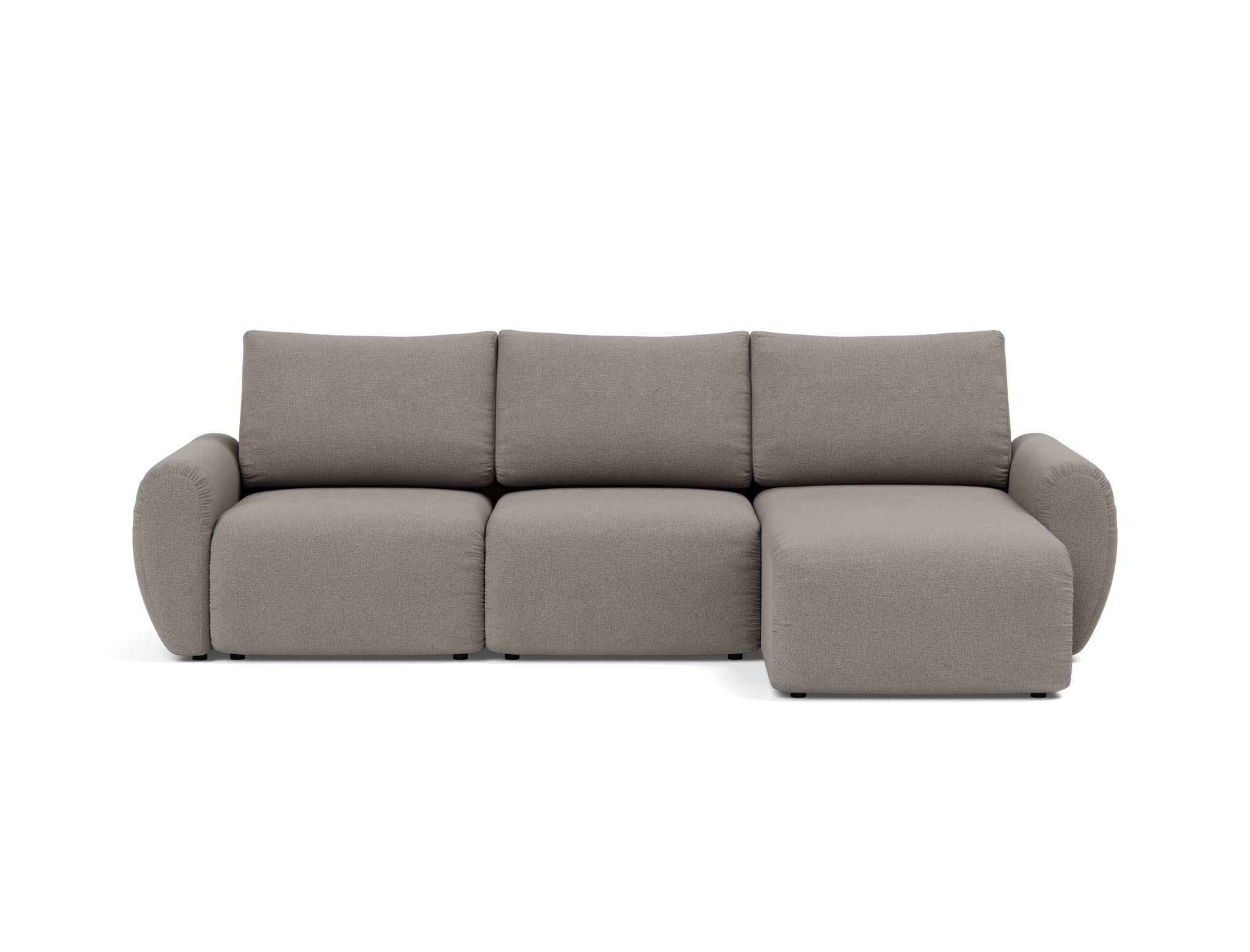 Schlafsofa Norum mit Chaiselongue und Curve-Armlehnen Flachgewebe Mixed Dance 521-Grey