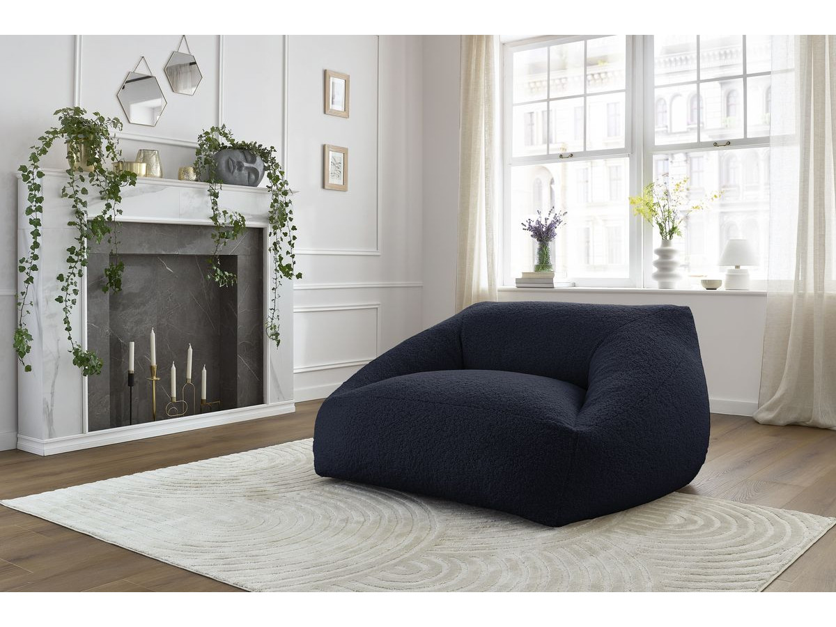 Bobochic Lilibet Pouf Bouclé-Stoff Dunkelblau