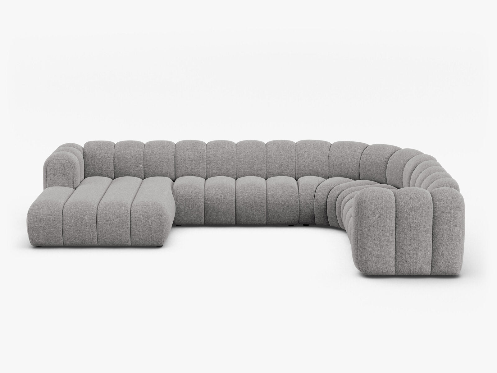 Micadoni Modulares Panorama Ecksofa Lupine 6-Sitzer Rechts Chenille Eden Hellgrau