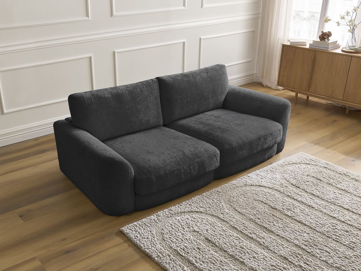 Bobochic Leonore Sofa 3-Sitzer Strukturstoff Schwarz