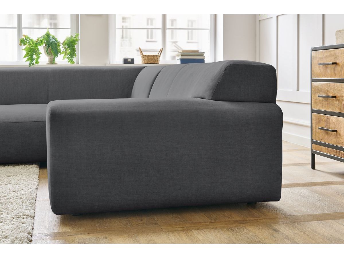 Bobochic Lavena Ecksofa 272 × 220 cm Samt Dunkelgrau Ecke links