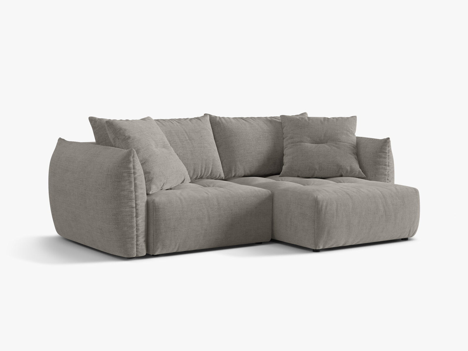 Micadoni Bloom Ecksofa 3-Sitzer mit Schlaffunktion Rechts Strukturierter Stoff Wind Hellgrau
