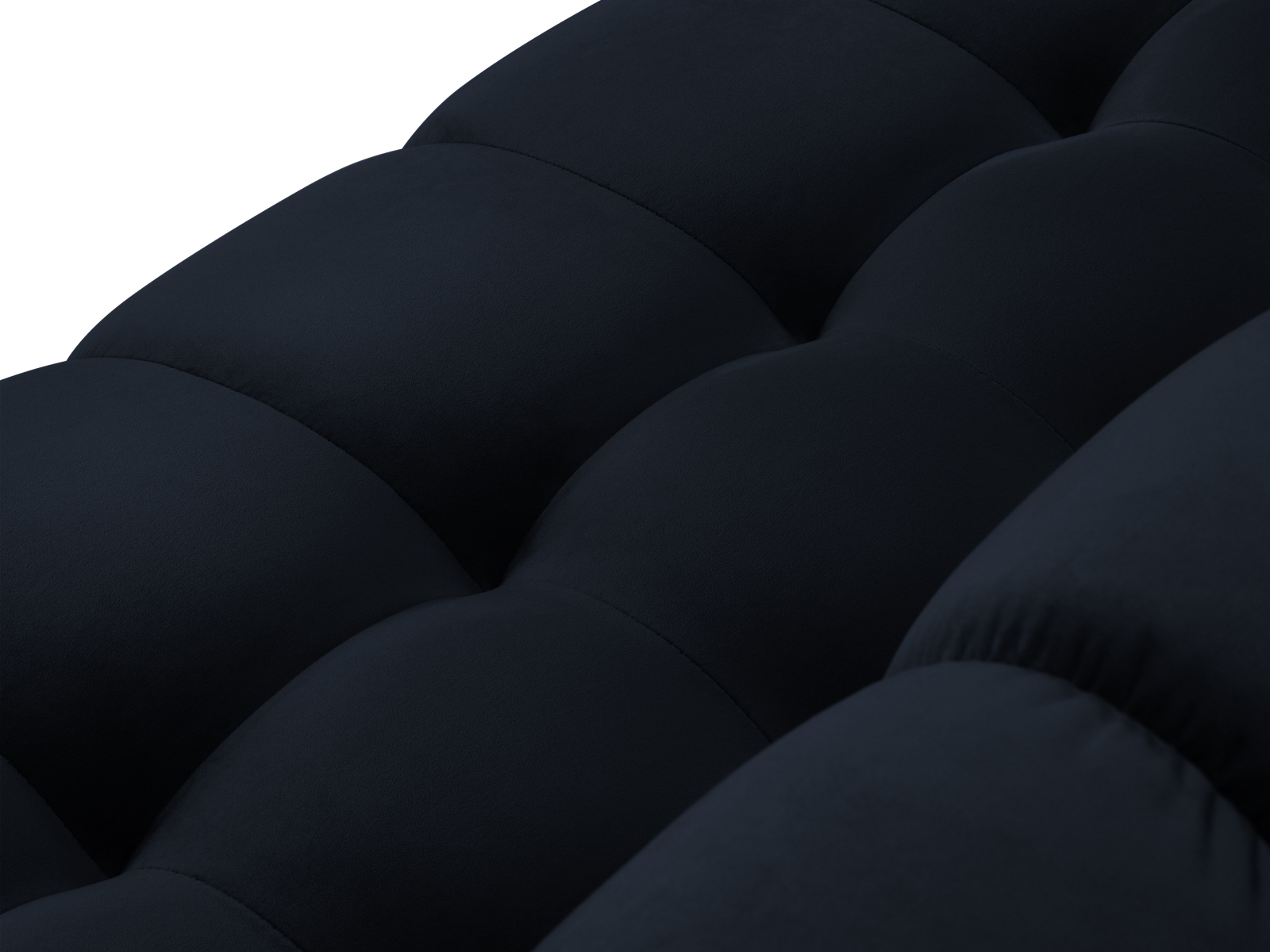 Cosmopolitan Design Panoramasofa Bali 7-Sitzer 383 cm Samt Bluvel Dunkelblau Beine Schwarzes Metall