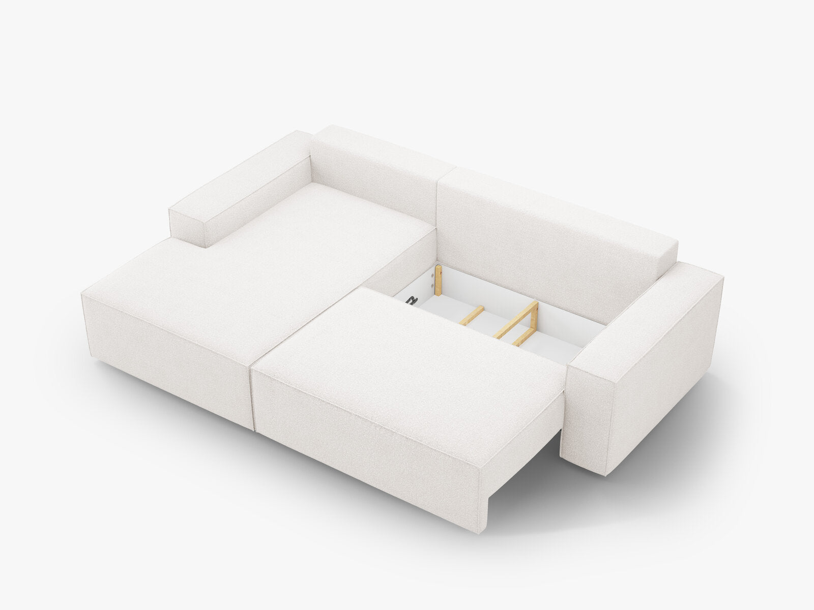 Micadoni Schlaf-Ecksofa Jodie 3-Sitzer Links Boucle Weiß