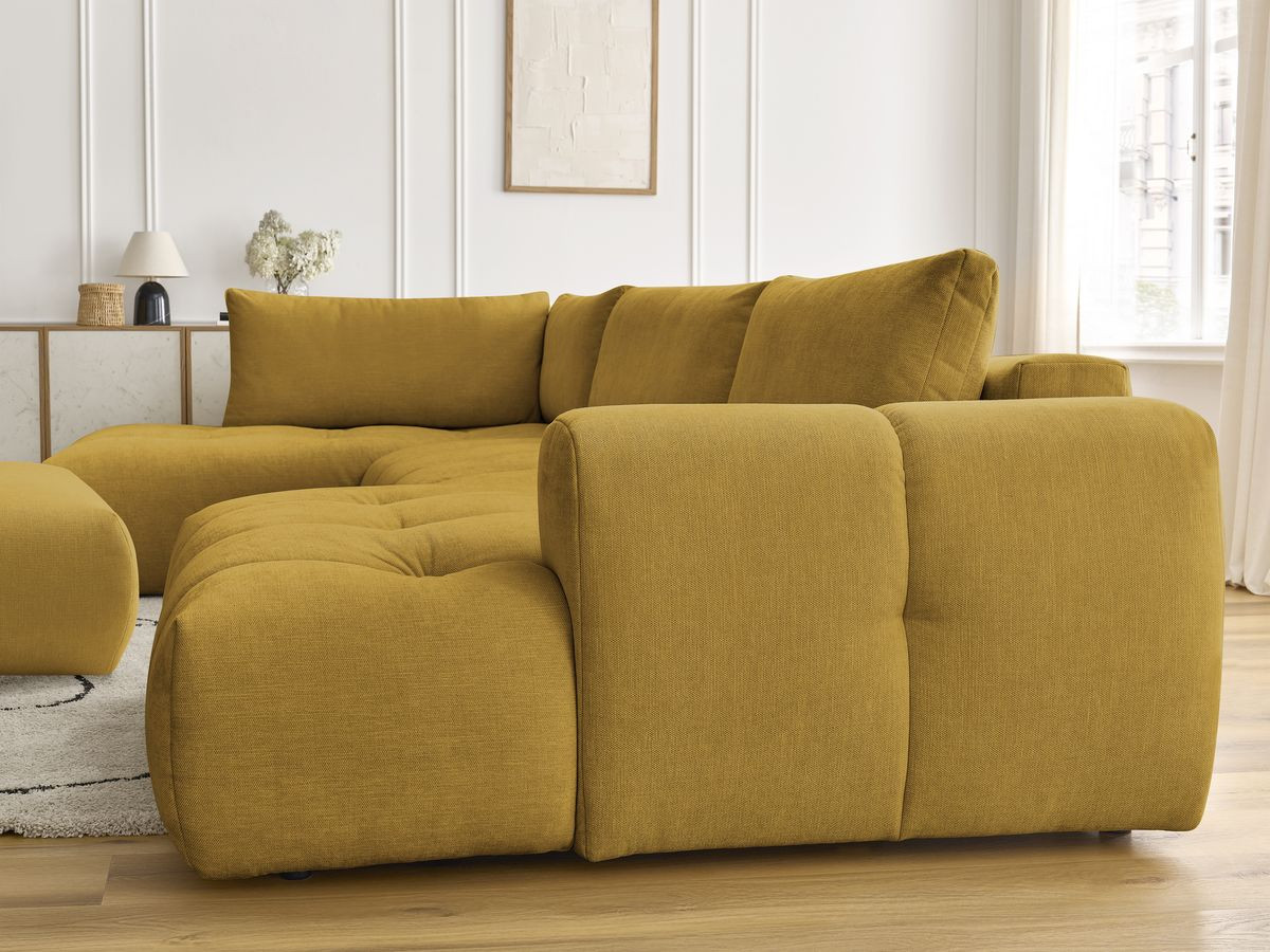 Bobochic Fuji Wohnlandschaft mit Pouf Stoff Gelb Ecke rechts