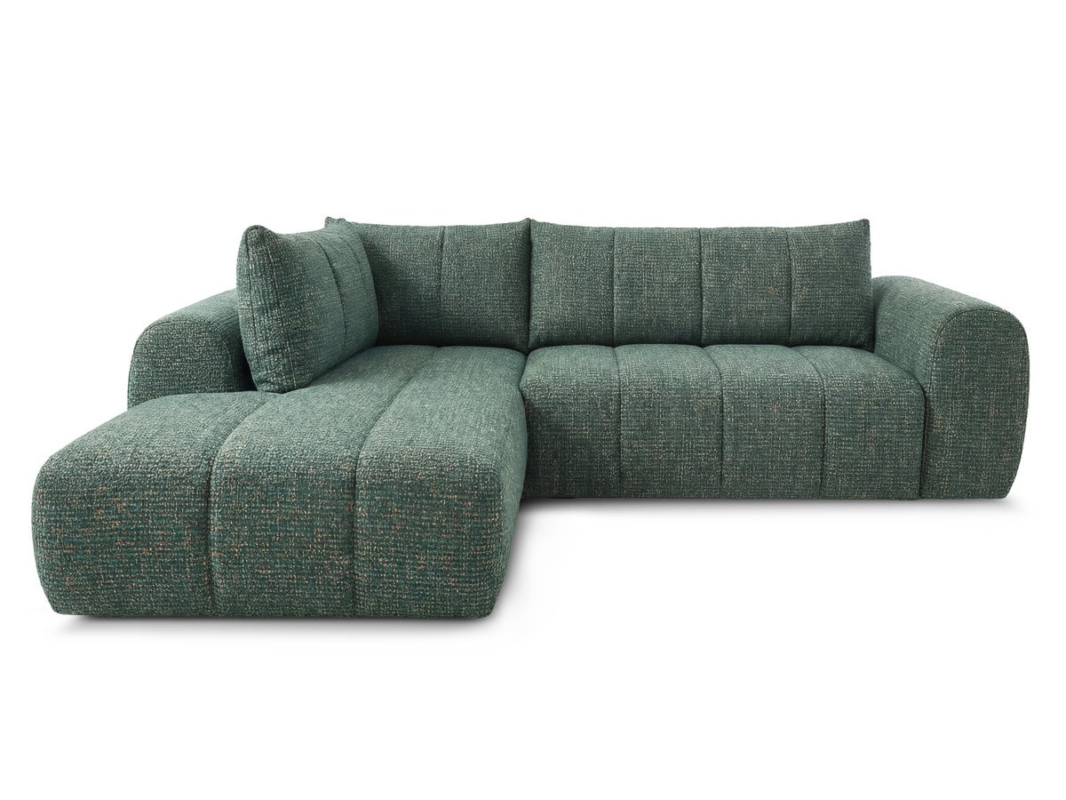 Bobochic Nesty Ecksofa in L-Form, 256 cm Melange-Stoff Dunkelgrün Ecke links