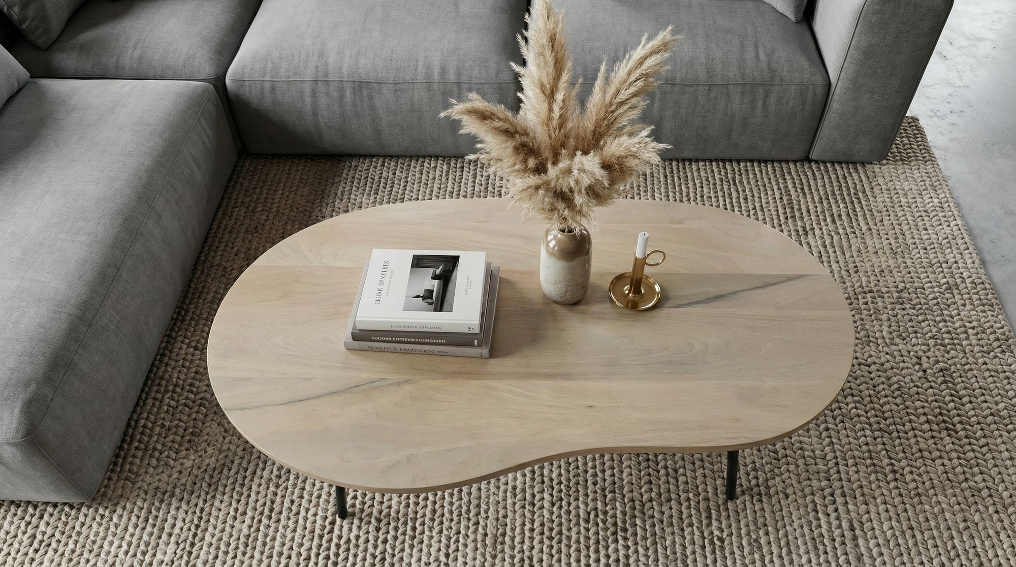 Couchtisch Ramnes Mango Massivholz Weiß 122 × 63 × 36 cm