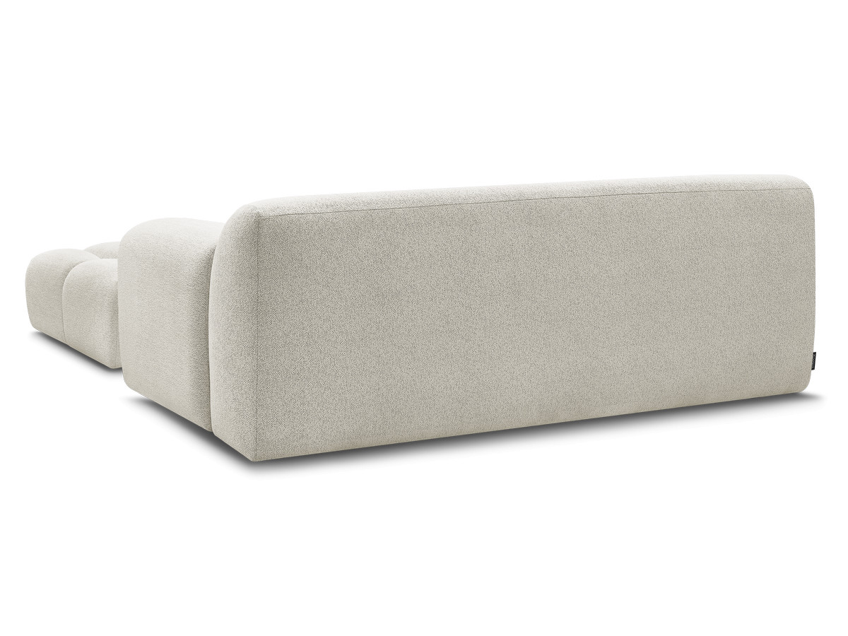 Bobochic Melisse Sofa 2-Sitzer mit Pouf Melange-Stoff Weiß