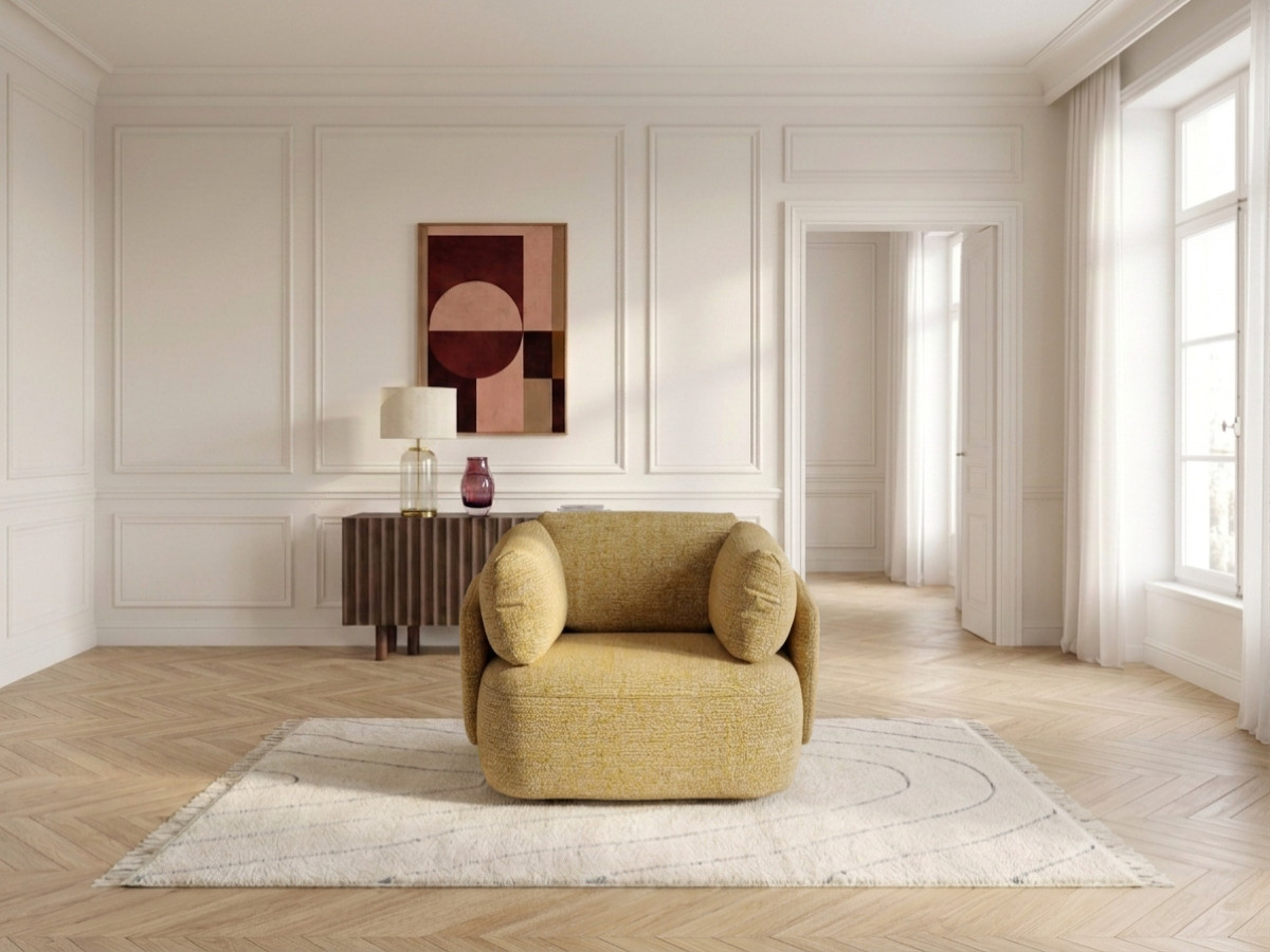 Bobochic Mario Sessel Melange-Stoff Gelb