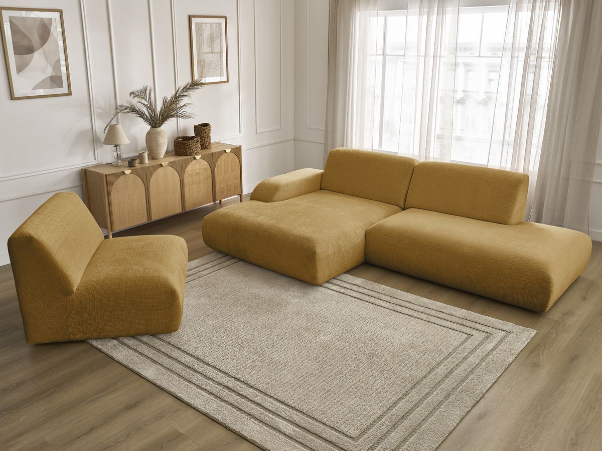 Bobochic Sirius Ecksofa 405 × 170 cm Strukturstoff Gelb Ecke links