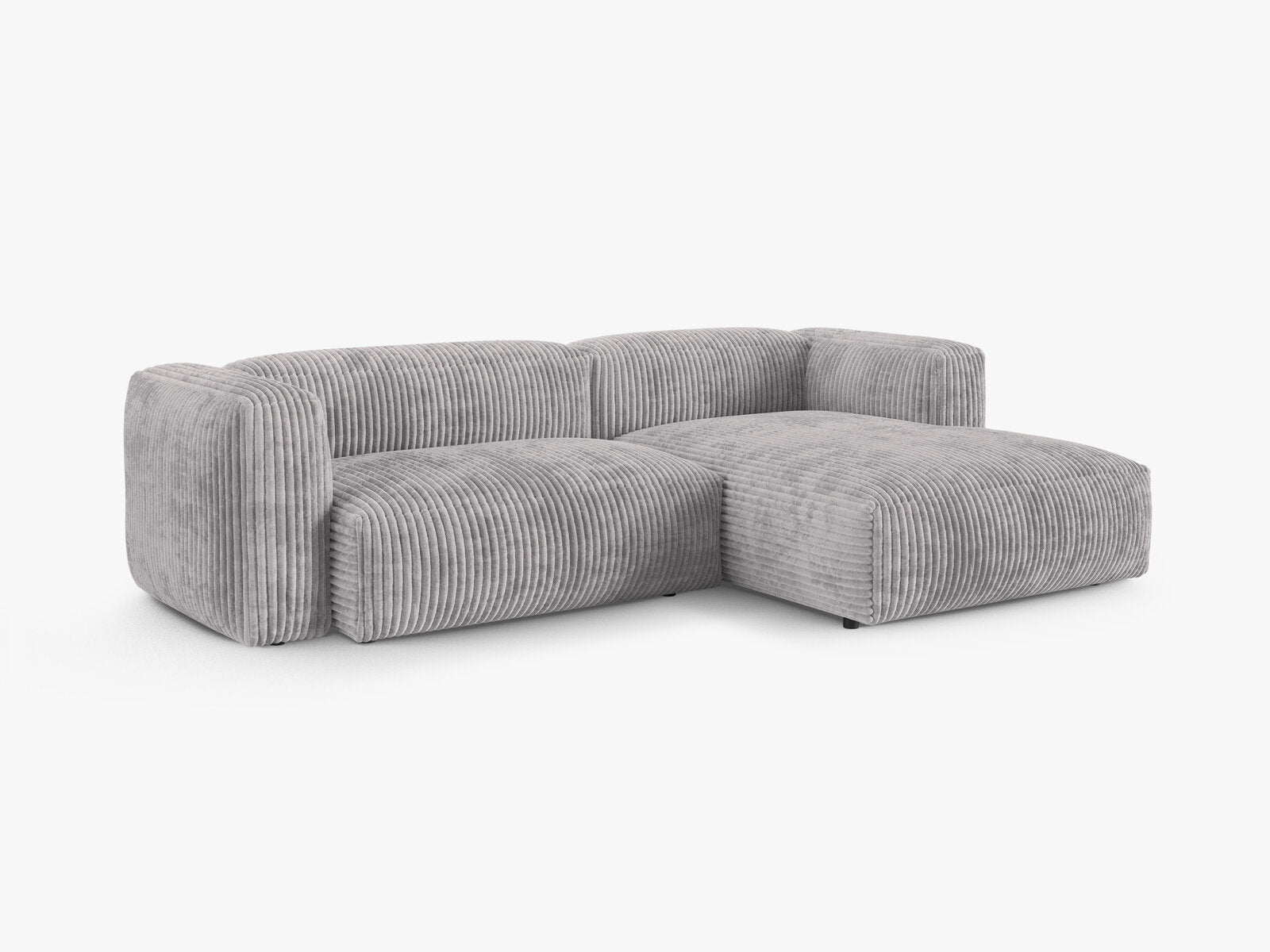 Micadoni Ecksofa Martina 2-Sitzer 90cm Sitztiefe Rechts Kord Tilia Hellgrau