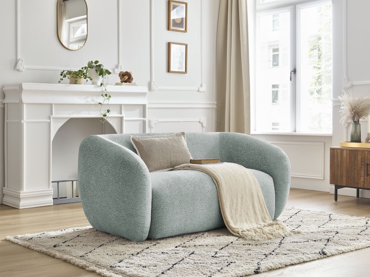 Bobochic Celine Sofa 2-Sitzer Strukturstoff Hellblau