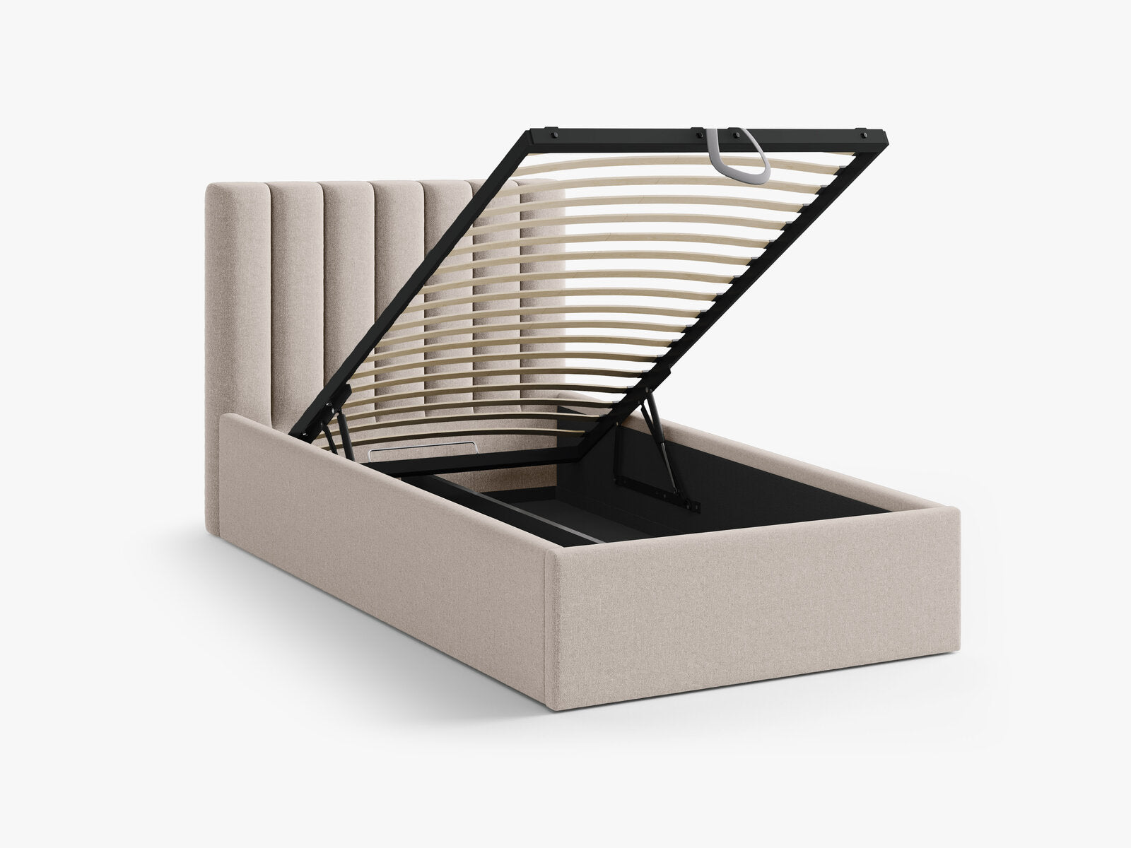 Micadoni Polsterbett Allison Strukturierter Stoff Moly Cappuccino 90x200