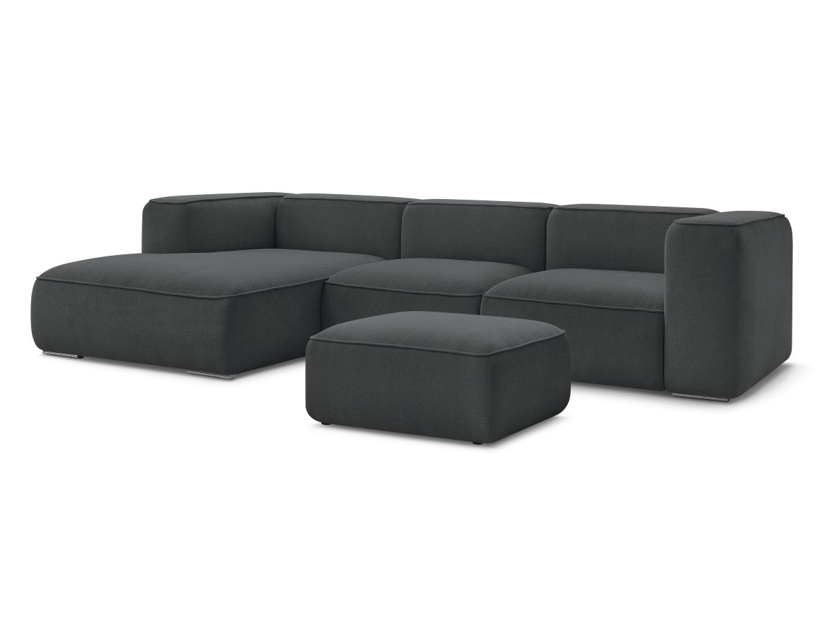 Bobochic Zephyr Ecksofa mit Pouf 349 × 165 cm Strukturstoff Dunkelgrau Ecke links