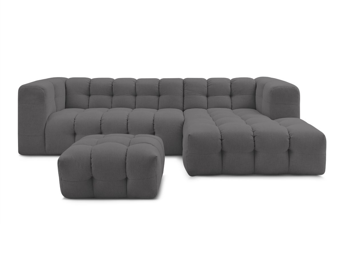 Bobochic Cloud Ecksofa mit Pouf 288 × 184 cm Stoff Dunkelgrau Ecke rechts
