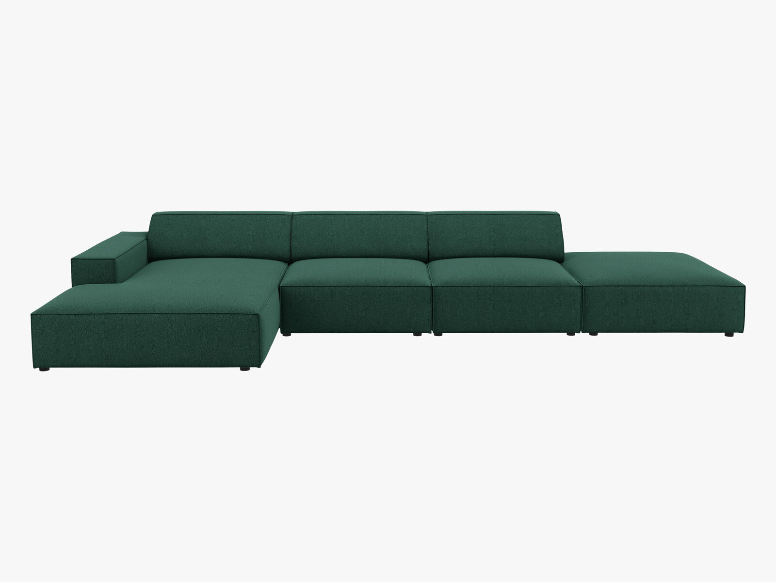 Micadoni Ecksofa Jodie 5-Sitzer Links Strukturierter Stoff Megan Grün