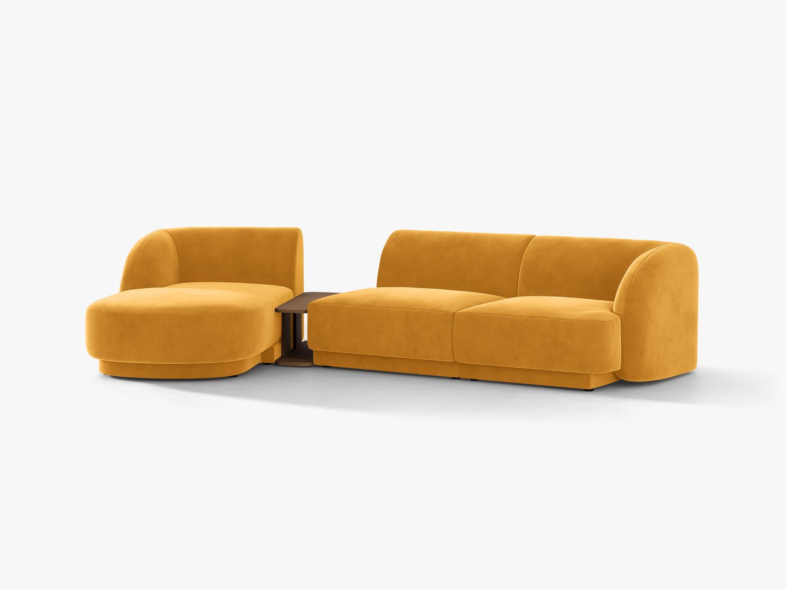 Micadoni Modulares Sofa Miley mit Recamiere 3-Sitzer Links Samt Venus Gelb