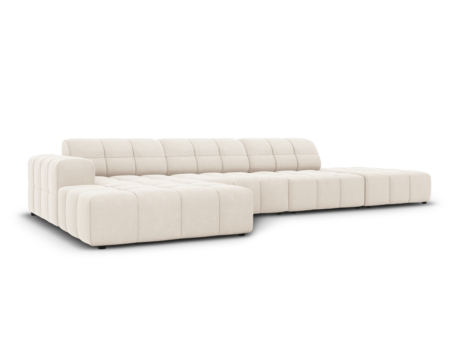 Cosmopolitan Design Ecksofa Chicago 5-Sitzer offen Samt Bluvel Helles Beige Links
