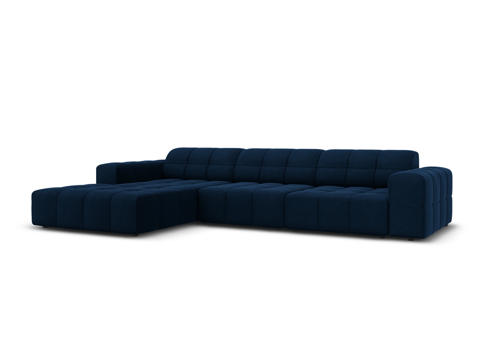 Cosmopolitan Design Ecksofa Chicago 4-Sitzer Samt Bluvel Königsblau Links