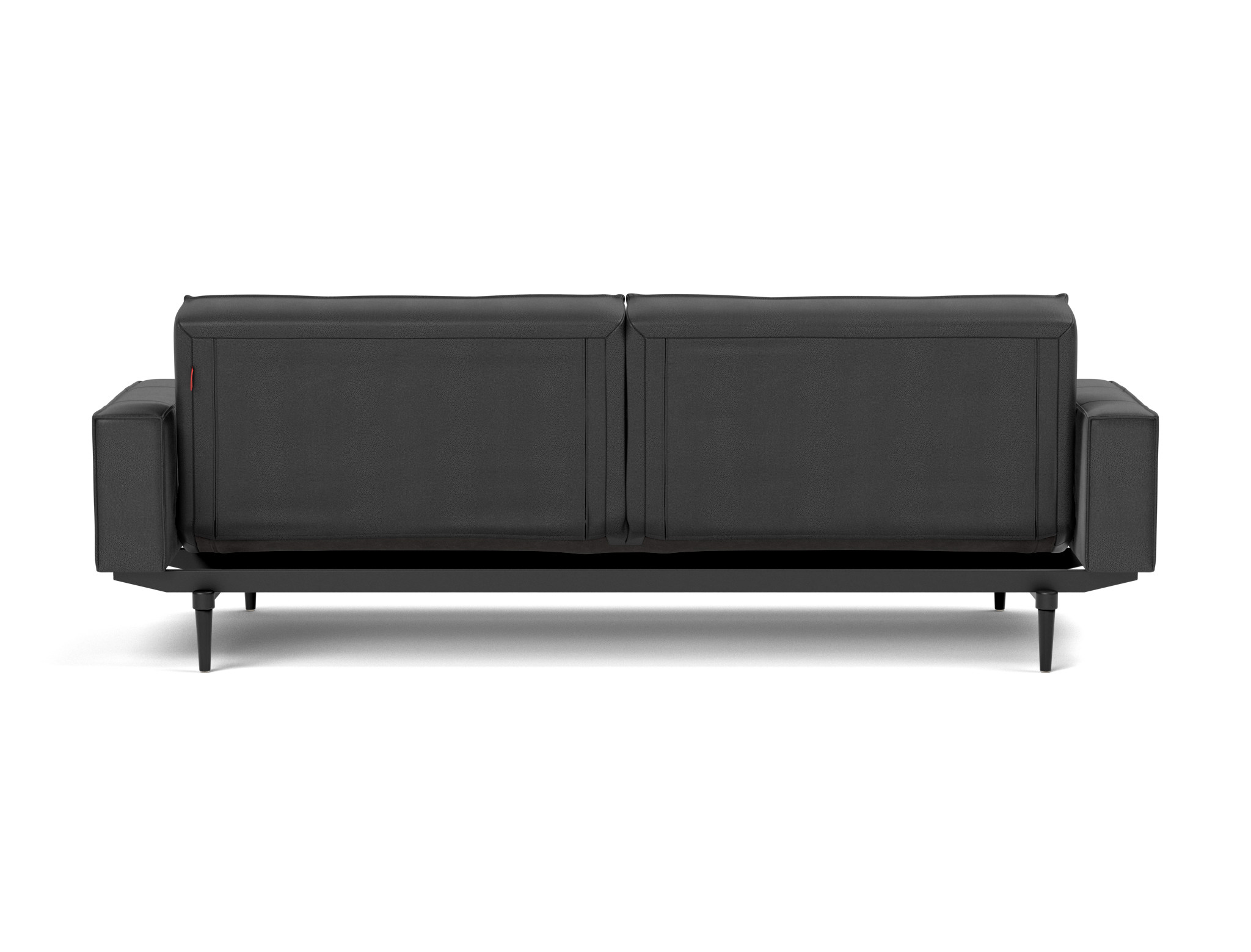 Schlafsofa Splitback mit Armlehnen Lederoptik Faunal 550-Black Beine Styletto Eiche schwarz