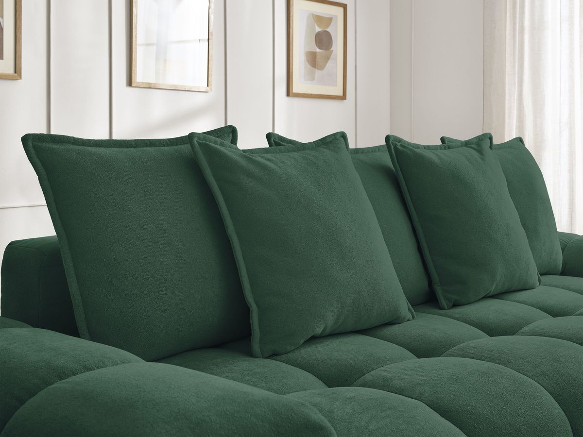 Bobochic Everest Schlafsofa 3-Sitzer mit Bettkasten, 5 Kissen Strukturstoff Grün