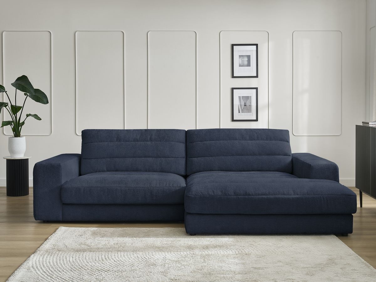 Bobochic Sierra Ecksofa Strukturstoff Dunkelblau Ecke rechts