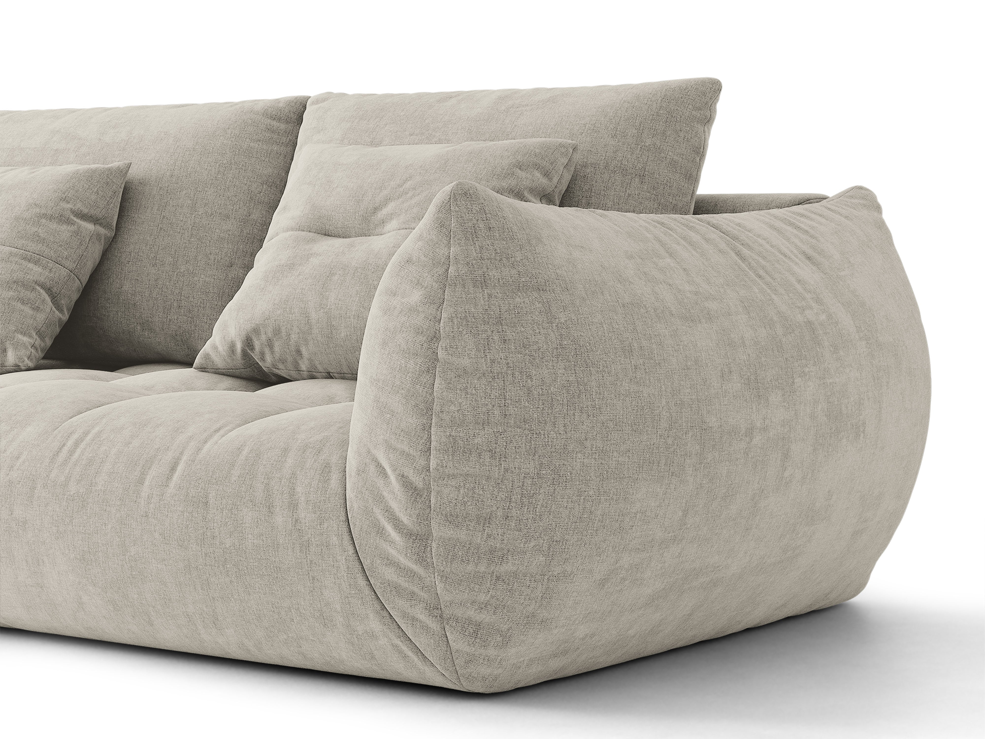 Micadoni Bloom Ecksofa 6-Sitzer Links Strukturierter Stoff Wind Hellgrau